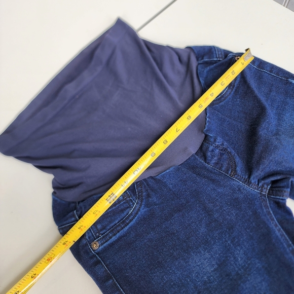 Indigo Blue Maternity Jeans Stretch Full Panel Dark Wash Pullover Petite PS - Picture 4 of 8